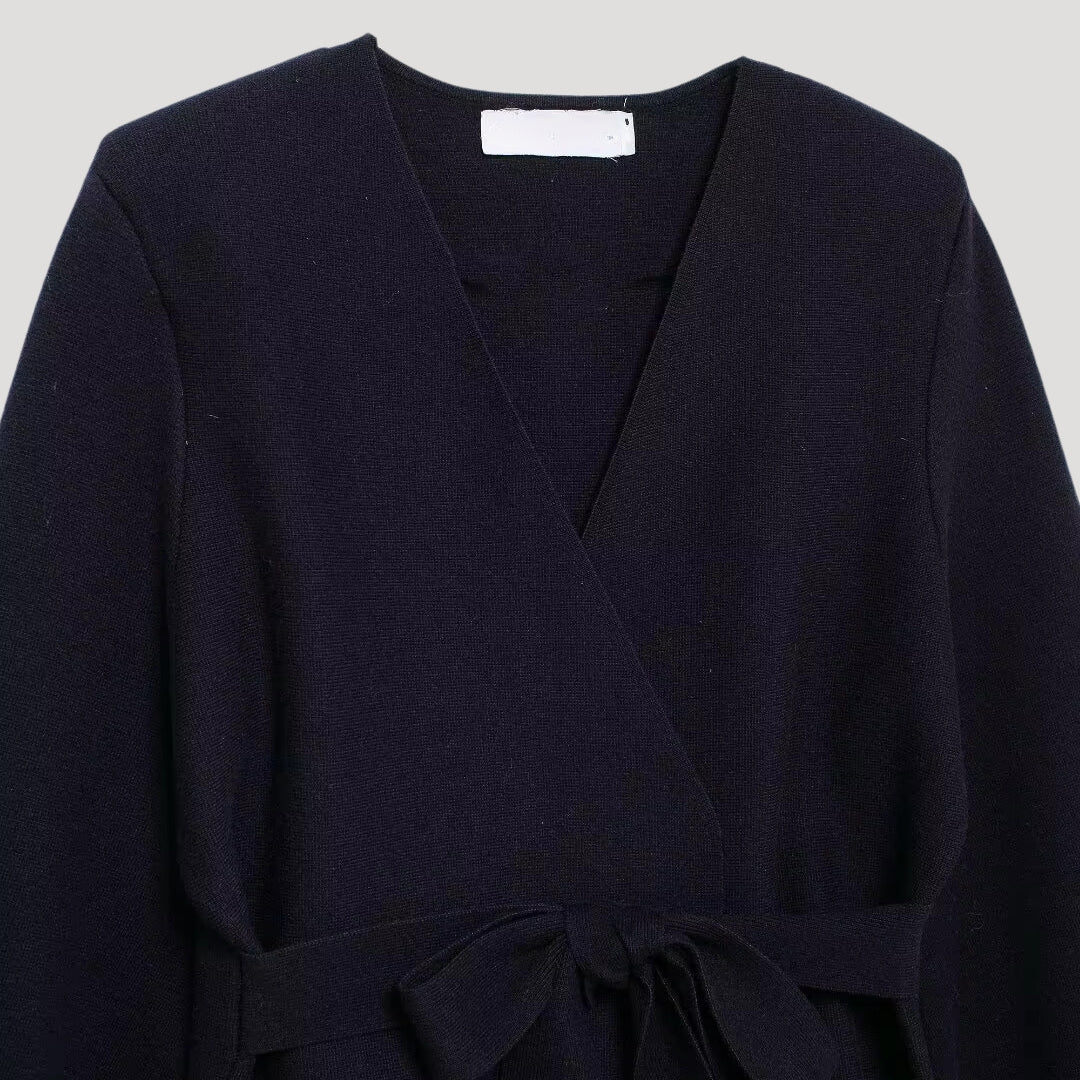 Women belted wool wrap cardigan