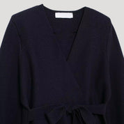 Women belted wool wrap cardigan