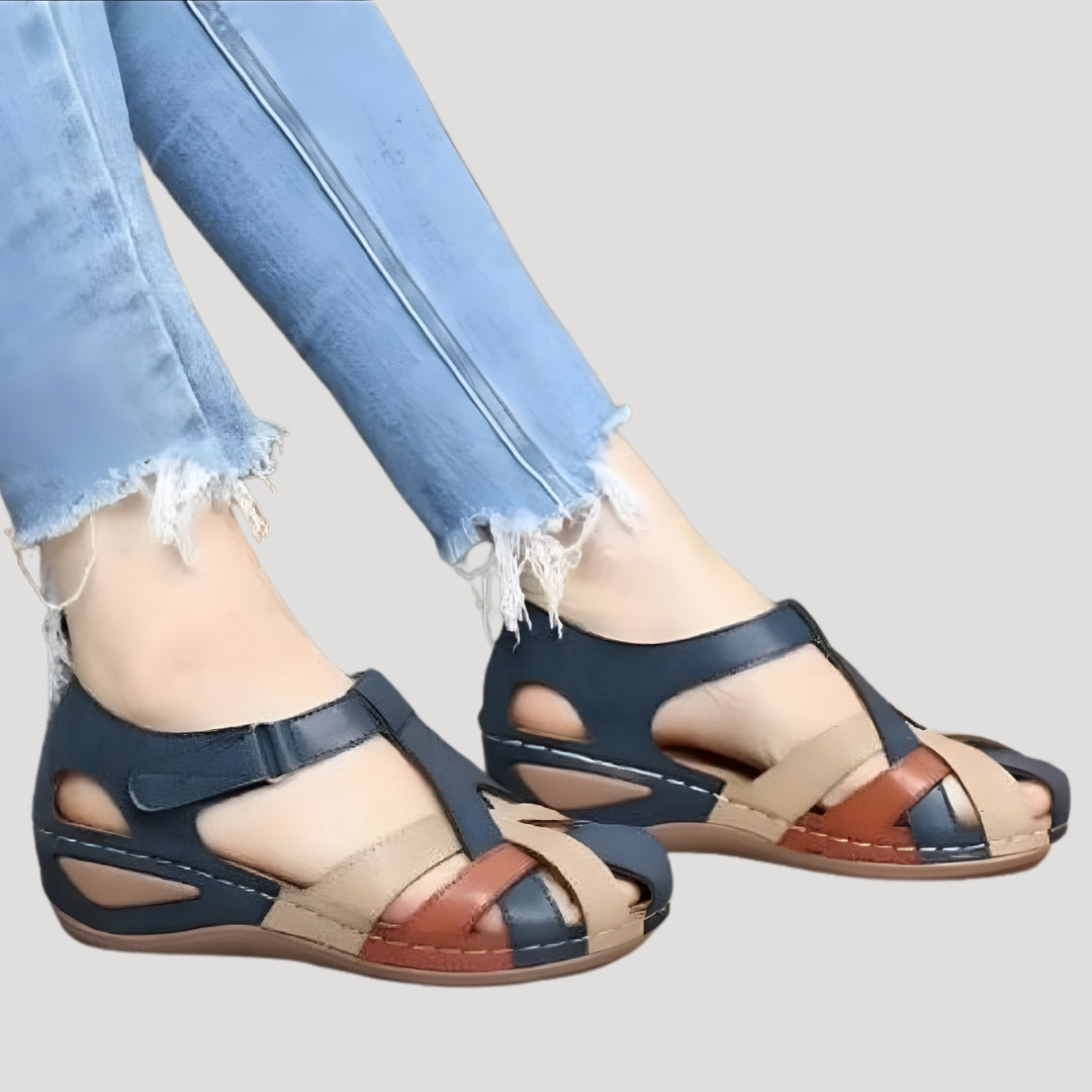 Women’s leather closed toe fisherman walking flat sandals