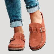 Women’s suede slip on loafers – wide fit flats