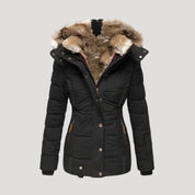 Women's fur-lined puffer coat