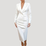 Women’s tailored long sleeve blazer midi dress