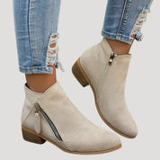 Women’s block heel zip low ankle boots