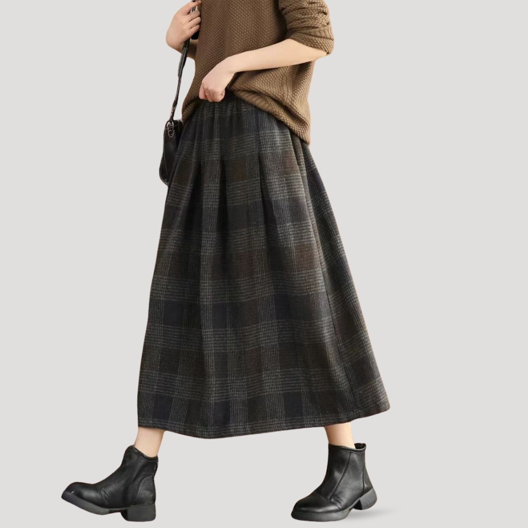 Women plaid maxi skirt