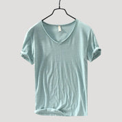 Men’s lightweight short sleeve V neck plain T shirt