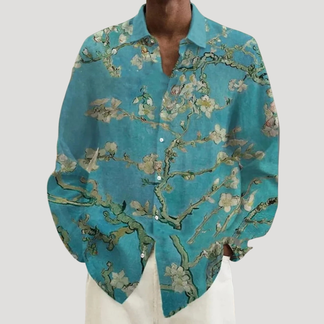Men’s long sleeve floral printed casual shirt