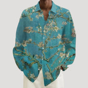 Men’s long sleeve floral printed casual shirt