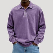 Men’s long sleeve polo top in brushed cotton