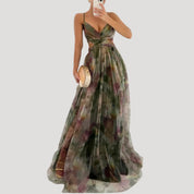 Women’s strappy v neck printed maxi dress