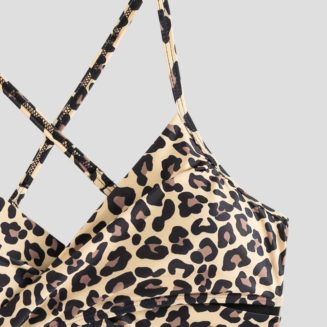 Leopard print wrap bikini set