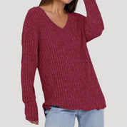 Women’s v-neck ribbed knit sweater