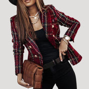 Women’s spring long sleeve double printed tailored blazer