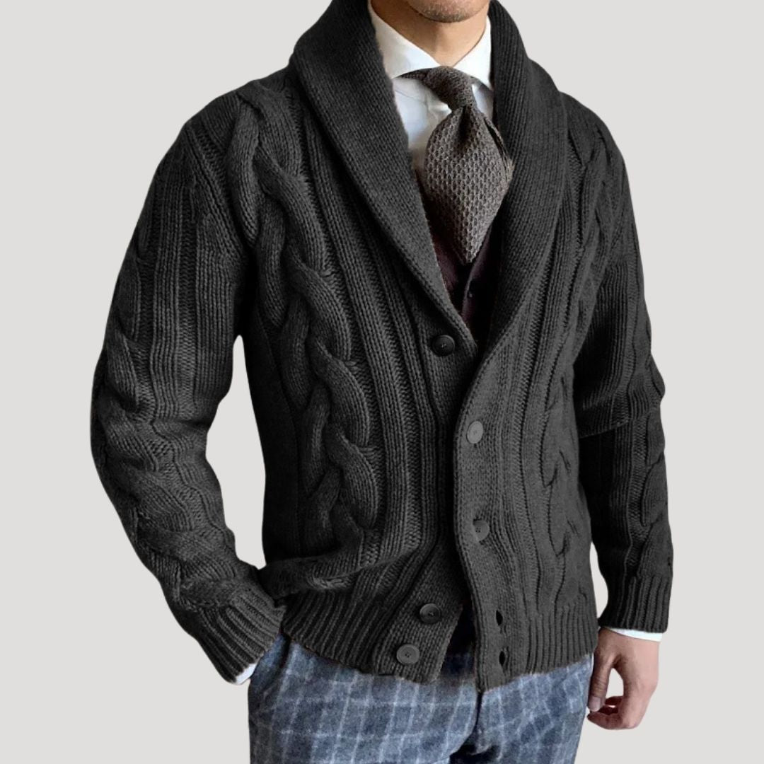 Men’s shawl collar wool knit cardigan sweater