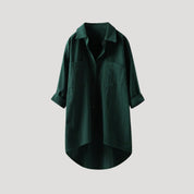 Women’s oversized longline button shirt collared blouse