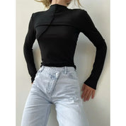 Asymmetric stitch long sleeve top