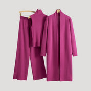 Women’s knitted co ord longline cardigan turtleneck jumper trousers