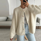 Women's boucle button up cardigan – oversized knit
