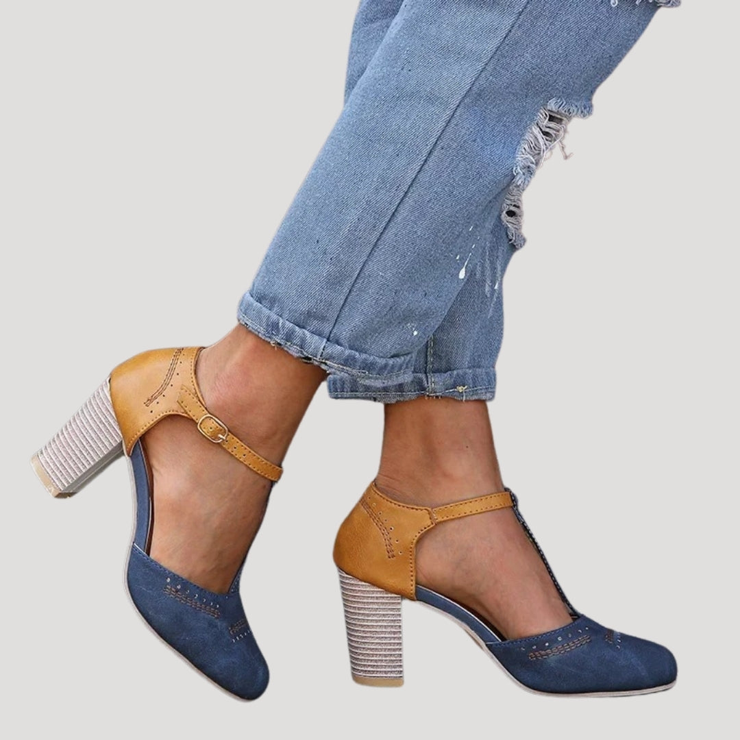 Women’s block heel Mary Jane shoes – T strap