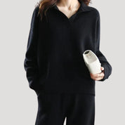 Women's polo neck jumper and wide leg trousers set