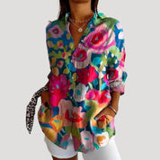 Women’s summer linen shirt long sleeve blouse