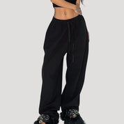 Women’s wide leg baggy drawstring jogger trousers