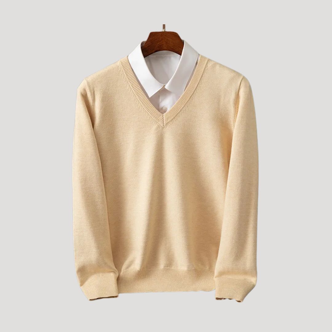 Men’s long sleeve polo sweater with shirt collar