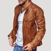 Men’s leather winter biker jacket
