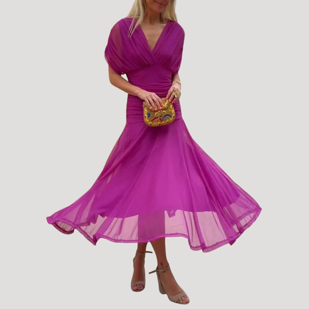 Women’s off shoulder chiffon midi dress