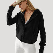 Women’s cropped zip up knit jumper top