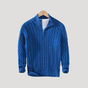 Men cable knit half-zip sweater