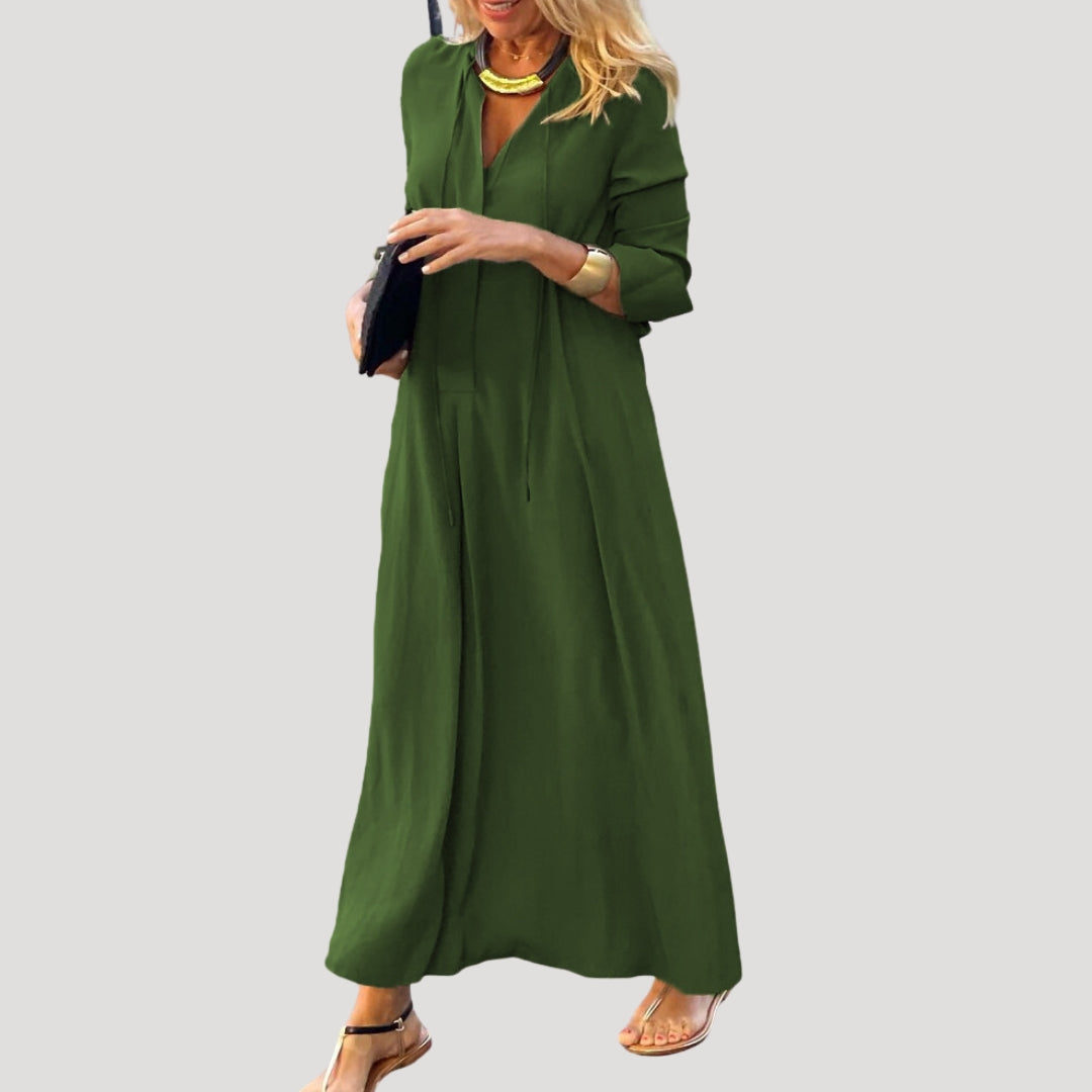 Women’s long sleeve v neck maxi dress
