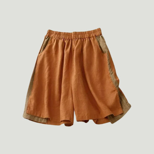Women’s high waisted summer shorts – striped with elastic waist