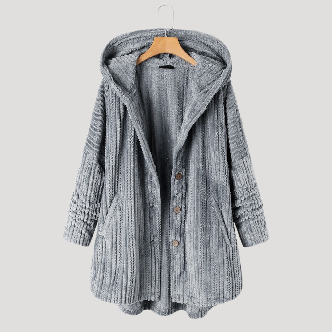Women’s fleece hooded winter coat longline jacket