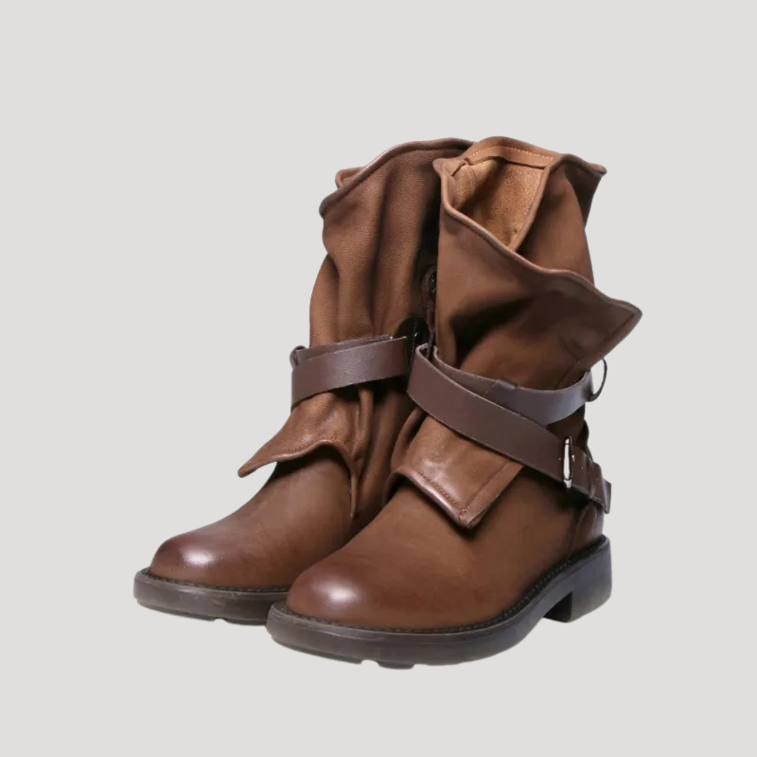 Women's chunky ankle leather winter boots