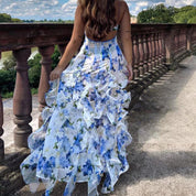 Women’s floral ruffle maxi wedding guest dress
