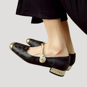 Women’s square toe ballet flats with low heel