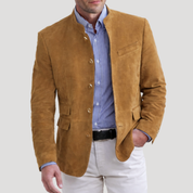 Men's suede jacket smart casual tailored blazer coat style